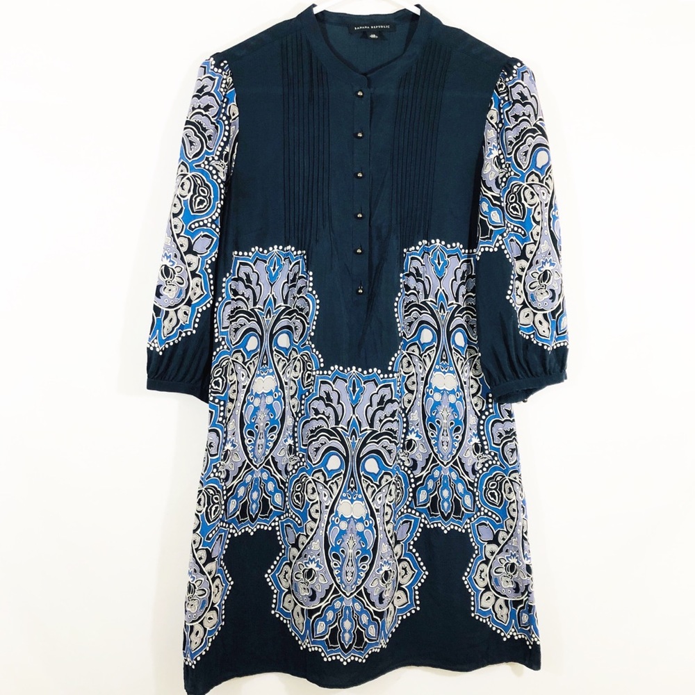 BANANA REPUBLIC 100% SILK PAISLEY PRINT TUNIC - XS